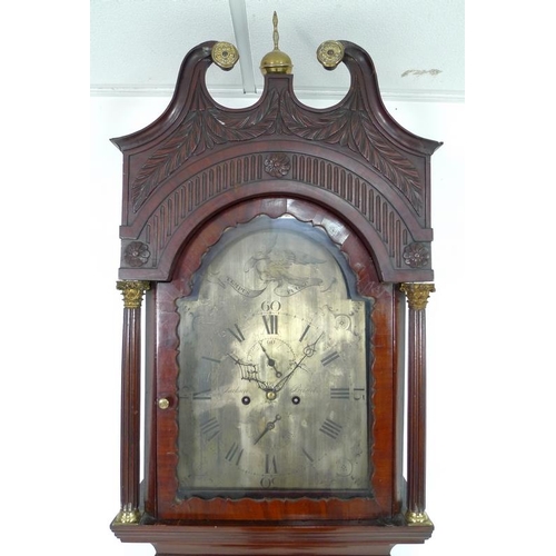 933 - An early 19th century mahogany cased long case clock, engraved brass dial signed 'Jackson Bristol', ... 