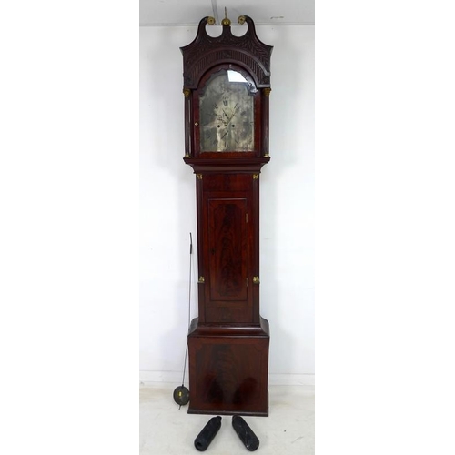 933 - An early 19th century mahogany cased long case clock, engraved brass dial signed 'Jackson Bristol', ... 