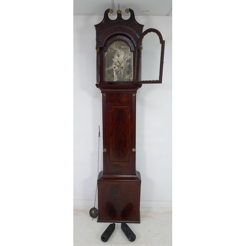 933 - An early 19th century mahogany cased long case clock, engraved brass dial signed 'Jackson Bristol', ... 