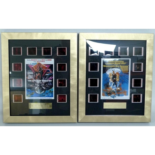 320 - A group of twelve framed collections of 35mm film cells and miniature movie posters, comprising 'Cas... 