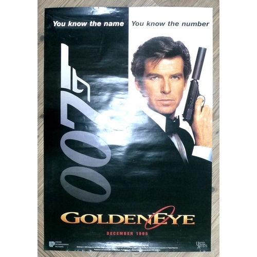 337 - A James Bond promotional poster, 'Goldeneye', set in lightbox with MDF frame, 8 by 70 by 103.5cm hig... 