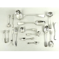 A Victorian silver suite of cutlery, fiddle pattern, twelve place settings comprising table knives a... 
