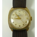 A Tudor 9ct gold cased gentleman's wristwatch, white dial, gold Arabic numerals, Dennison case marke... 