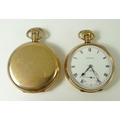 A 9ct gold cased pocket watch, case by Dennison, watch by S.S. & Co, keyless wind, Roman numerals, s... 