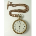 A Thomas Russell & Son 9ct gold pocket watch, open face, keyless wind, white dial and central second... 