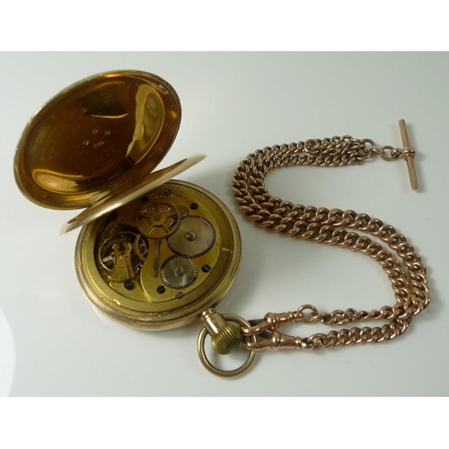 856 - A Thomas Russell & Son 9ct gold pocket watch, open face, keyless wind, white dial and central second... 