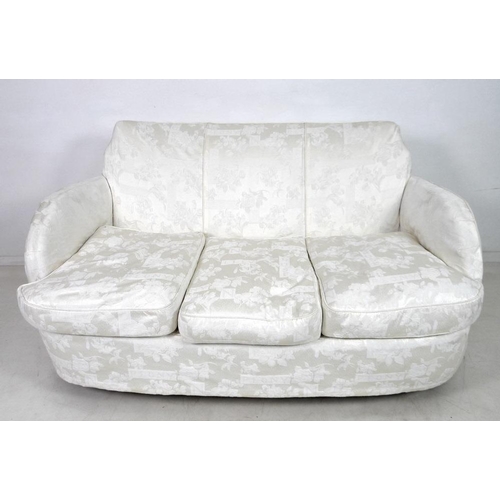 881 - An early to mid twentieth century Art Deco style two seater sofa, with tall stepped curved back, rou... 