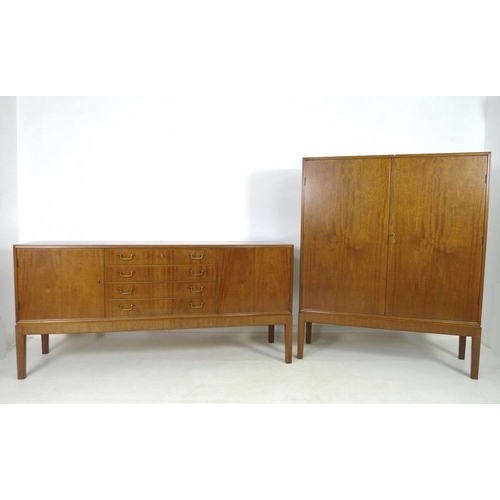 882 - A Danish mahogany sideboard, mid 20th century, by C. B. Hansens, Kopenhagan, four drawers with brass... 