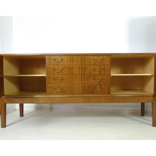 882 - A Danish mahogany sideboard, mid 20th century, by C. B. Hansens, Kopenhagan, four drawers with brass... 