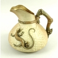 A Royal Worcester porcelain Salamander jug, early 20th century, model no 1714, with basket weave bod... 