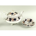 A 19th century Imari palette part tea service, comprising footed tea pot, 26 by 15.5cm, jug, 12 by 1... 