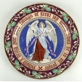 A Victorian Copeland Christmas Charger, printed and painted with the Arch Angel Gabriel, the well in... 