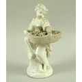 A group of five Victorian blanc de chine figurines, comprising a Minton Hogarth figure of a girl sea... 