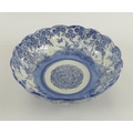 A Chinese 19th century scallop edged bowl, Qing dynasty, painted in underglaze blue with figures wit... 