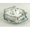 An Albion Pottery Victorian part dinner service, petrol blue transfer printed in the 'Loraine' patte... 