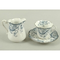 A Victorian part tea service, transfer printed aqua ware, comprising eight tea cups, 10 by 7cm, elev... 