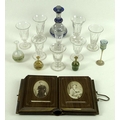 A group of eight Georgian and later cut glass jelly glasses, 11.5cm, together with a group of vessel... 