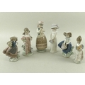 A group of six Lladro figures, comprising 'Pretty Pickings', no. 5222, 18.5cm, 'Sweet Scent', no. 52... 