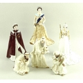 A collection of china figurines, comprising a Belleek Pottery Nativity Collection including The Thre... 