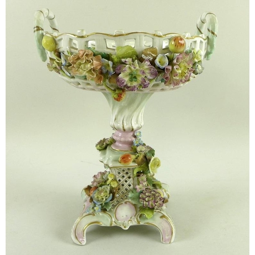 514 - An early to mid 19th century Continental porcelain centrepiece in the style of Meissen, the body cov... 