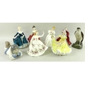 A group of Royal Doulton figurines, comprising Ninette HN2379, Denise HN2477, Southern Belle HN2229,... 