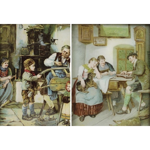 562 - A pair of early 20th century framed crystoleums showing Bavarian or Austrian scenes, the first depic... 