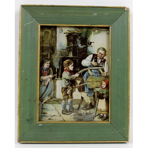 562 - A pair of early 20th century framed crystoleums showing Bavarian or Austrian scenes, the first depic... 