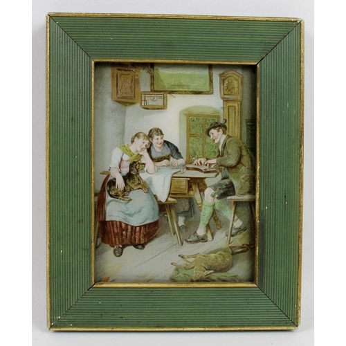 562 - A pair of early 20th century framed crystoleums showing Bavarian or Austrian scenes, the first depic... 