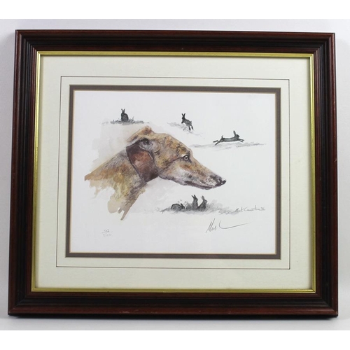 563 - A collection of 20th century prints after Mick Causton comprising, 'Lurchers', number 92 of 500, sig... 