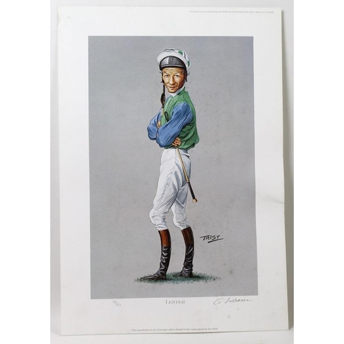 565 - A collection of 20th century prints, comprising a print by Ireland of Lester Piggott, numbered 473/5... 