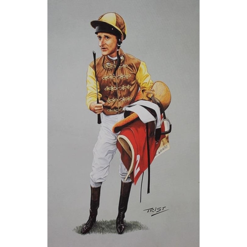 565 - A collection of 20th century prints, comprising a print by Ireland of Lester Piggott, numbered 473/5... 