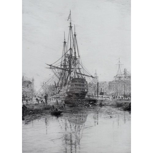 572 - William Lionel Wyllie RA, RWS (British, 1851-1931): 'Hauling the Mainyard, HMS.Victory', a dry point... 