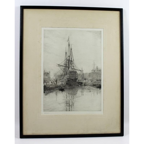 572 - William Lionel Wyllie RA, RWS (British, 1851-1931): 'Hauling the Mainyard, HMS.Victory', a dry point... 