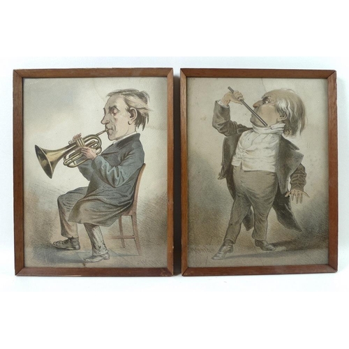 573 - After Hans Hornig (1905-1989): a set of twelve aquatint caricatures of members of the orchestra, eac... 