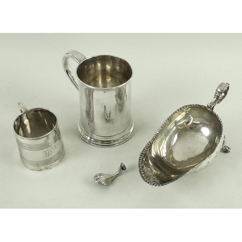 760A - A group of silver comprising a George III quarter pint tankard christening mug, London 1804, makers ... 