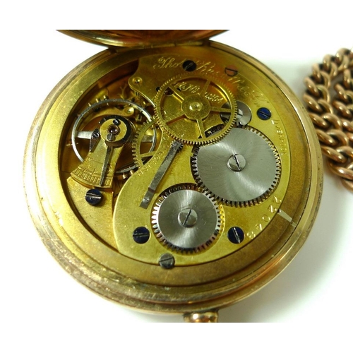 772 - A Thomas Russell & Son 9ct gold pocket watch, open face, keyless wind, white dial and central second... 