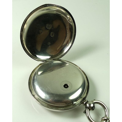 796A - A silver hunter pocket watch, the plain case engraved with shield cartouche bearing the initials FF,... 