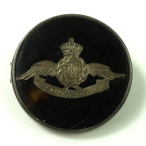 801 - A very early Royal Flying Corp brooch, precursor to the RAF, formed of silver mounted tortoiseshell,... 