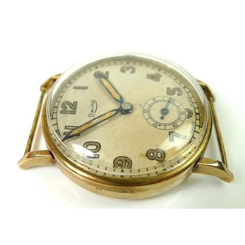 817 - A 9ct gold watch, the dial with Arabic numerals and subsidiary seconds dial, dial marked Limit III, ... 