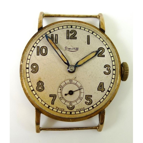 817 - A 9ct gold watch, the dial with Arabic numerals and subsidiary seconds dial, dial marked Limit III, ... 