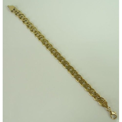 828 - A Turkish 14ct gold fancy curb link bracelet, stamped 14k, tested, 18cm, 15.8g.