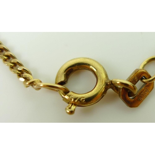 836 - Three items of gold jewellery, comprising a 9ct gold chain with 10K gold cross pendant set with cham... 