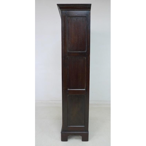 924 - A 19th century oak garderobe or narrow wardrobe, with single full length panelled door enclosing a h... 