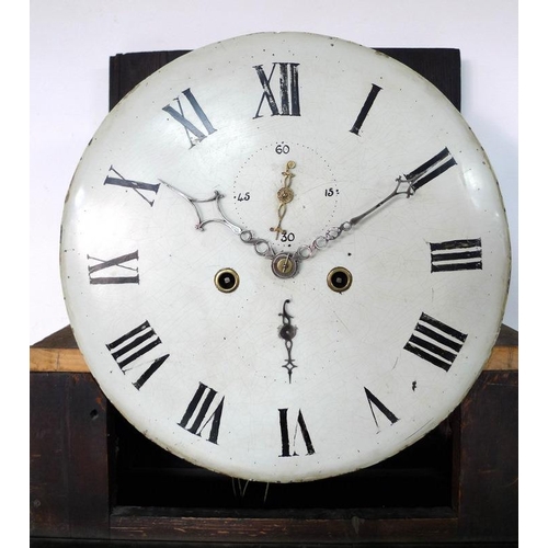 926A - A 19th century mahogany long case clock, 8 day movement chiming on a bell, circular dial with black ... 