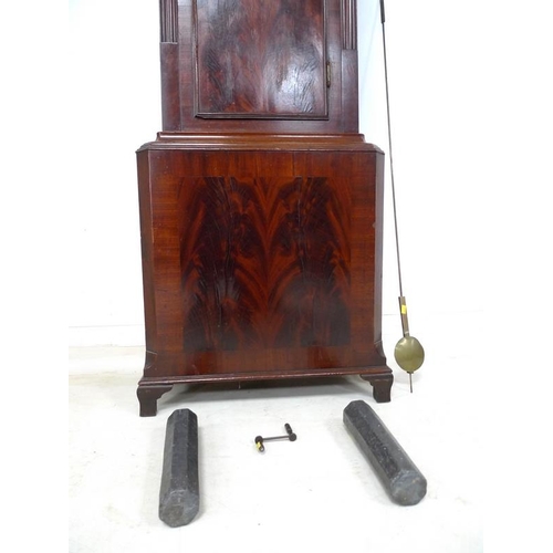 926A - A 19th century mahogany long case clock, 8 day movement chiming on a bell, circular dial with black ... 