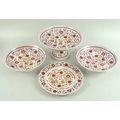 A late 18th century Derby dessert service, all painted in iron red with scrolling flowers and foliag... 