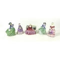 A collection of five Royal Doulton china figurines, comprising 'Anthea', HN1527, 17cm, 'Veronica', H... 