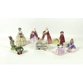 A collection of six Royal Doulton figurines, comprising 'Janet', HN1537, 16.5cm, 'Irene', HN1621, 17... 