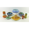 A collection of Shelley ceramics including two drip glaze bowls and a drip glazed vase, a further bo... 