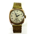 A gentleman's 9ct gold cased Rotary wristwatch, with secondary second dial and Arabic numerals and b... 